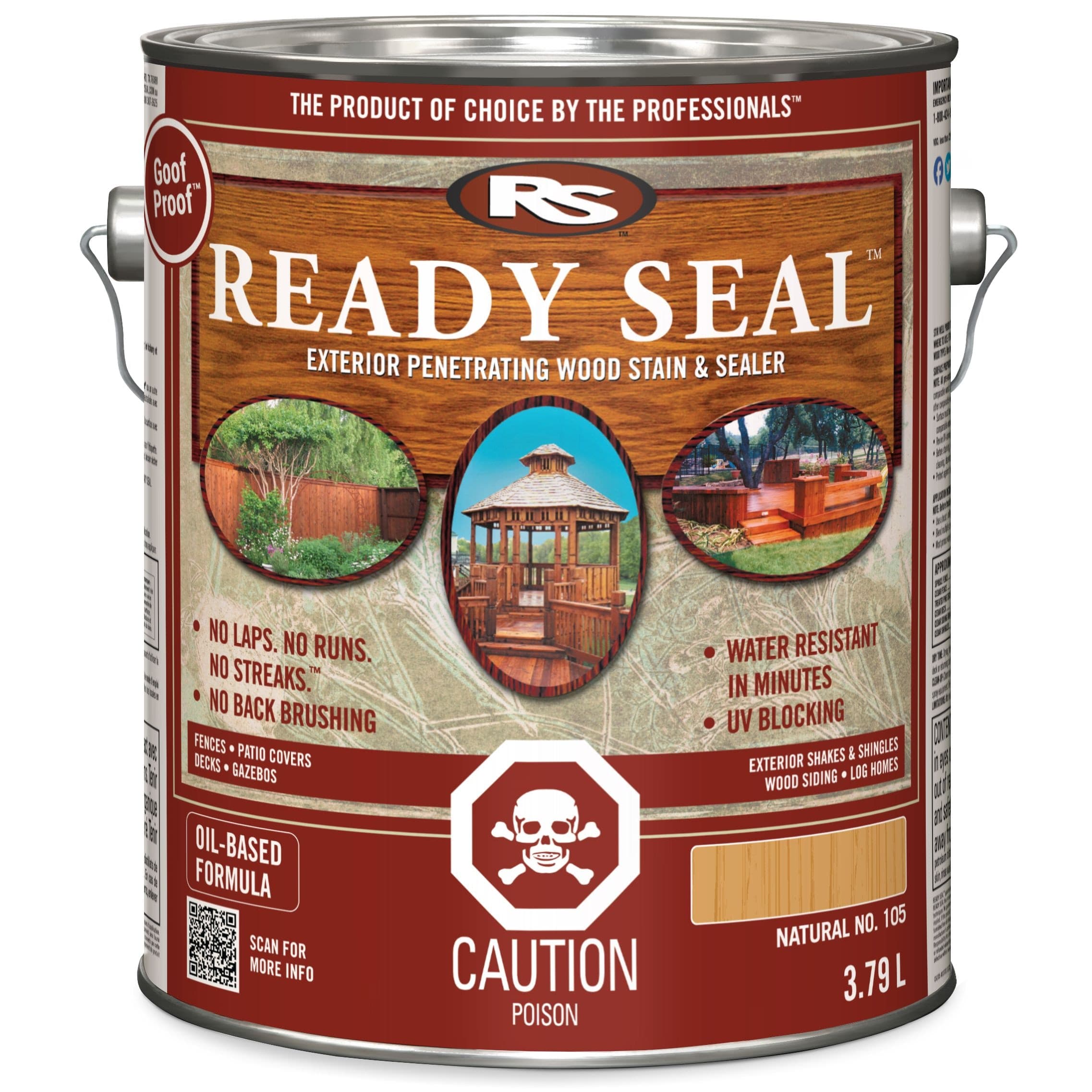 Ready Seal Semi-Transparent Exterior Wood Stain, Natural Light Oak, 3.78-L