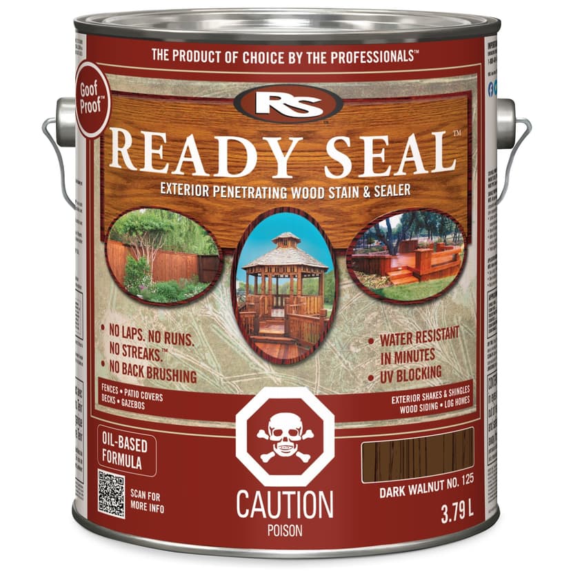 Ready Seal Semi-Transparent Exterior Wood Stain, Dark Walnut, 3.78-L