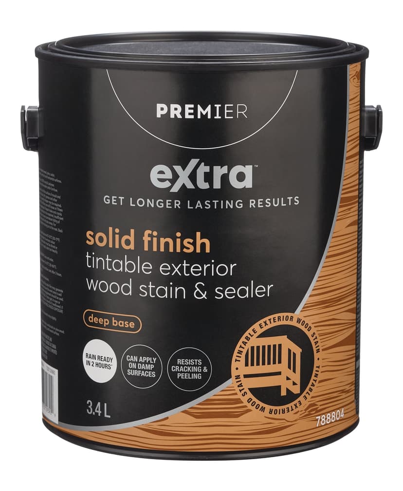 Premier Extra Exterior Solid Stain and Sealer, Deep Tint Base, 3.4-L