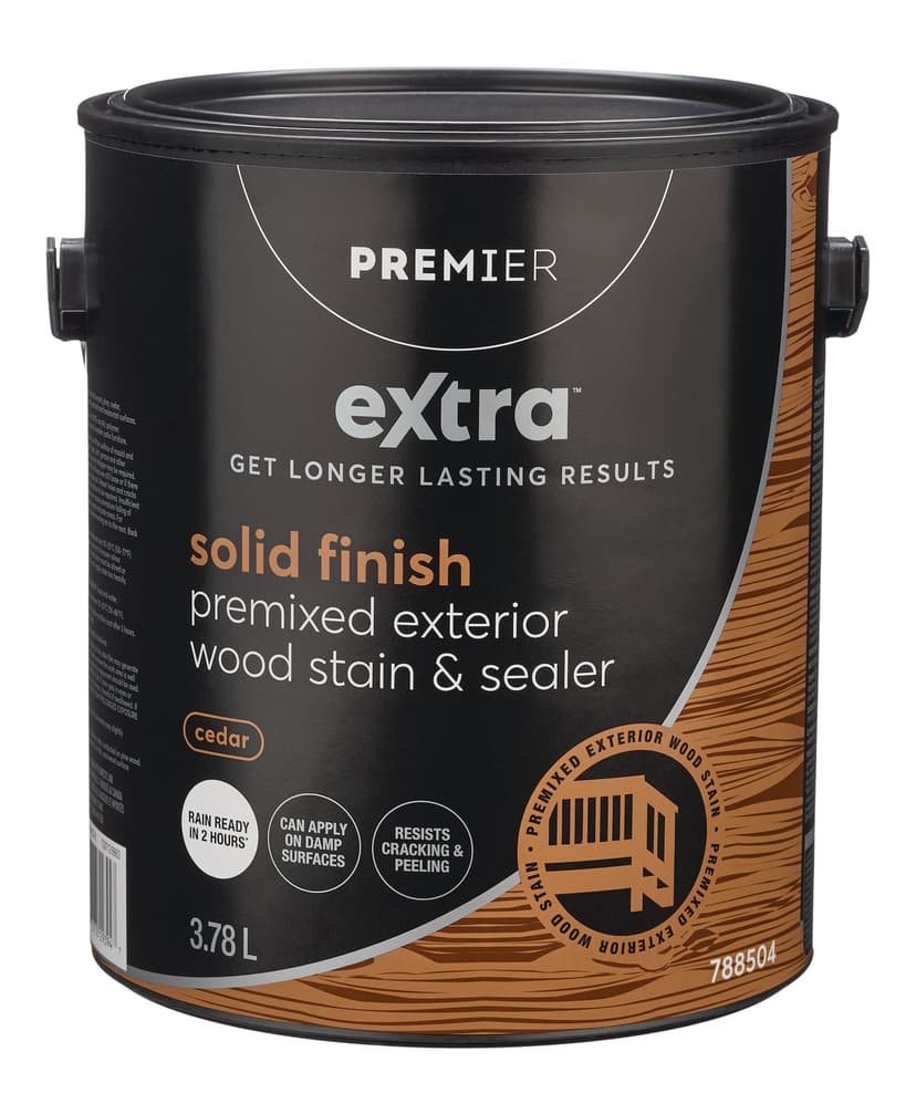 Premier Extra Exterior Solid Stain-Sealer, Pre-tinted Cedar, 3.78-L