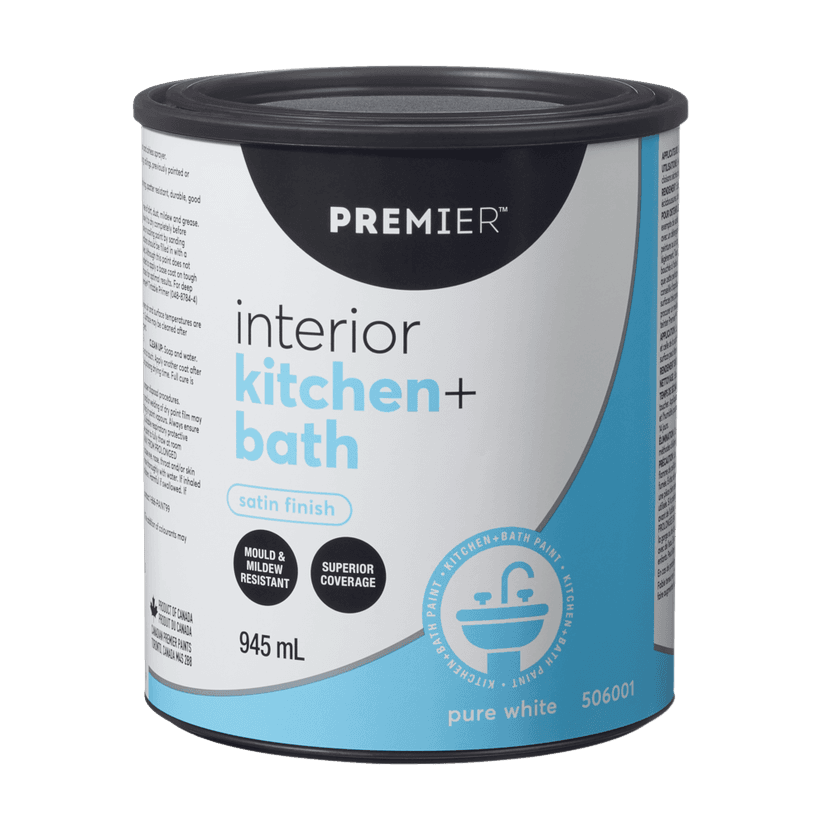 Premier Interior Kitchen & Bathroom Paint, Superior Coverage, Satin, Quart
