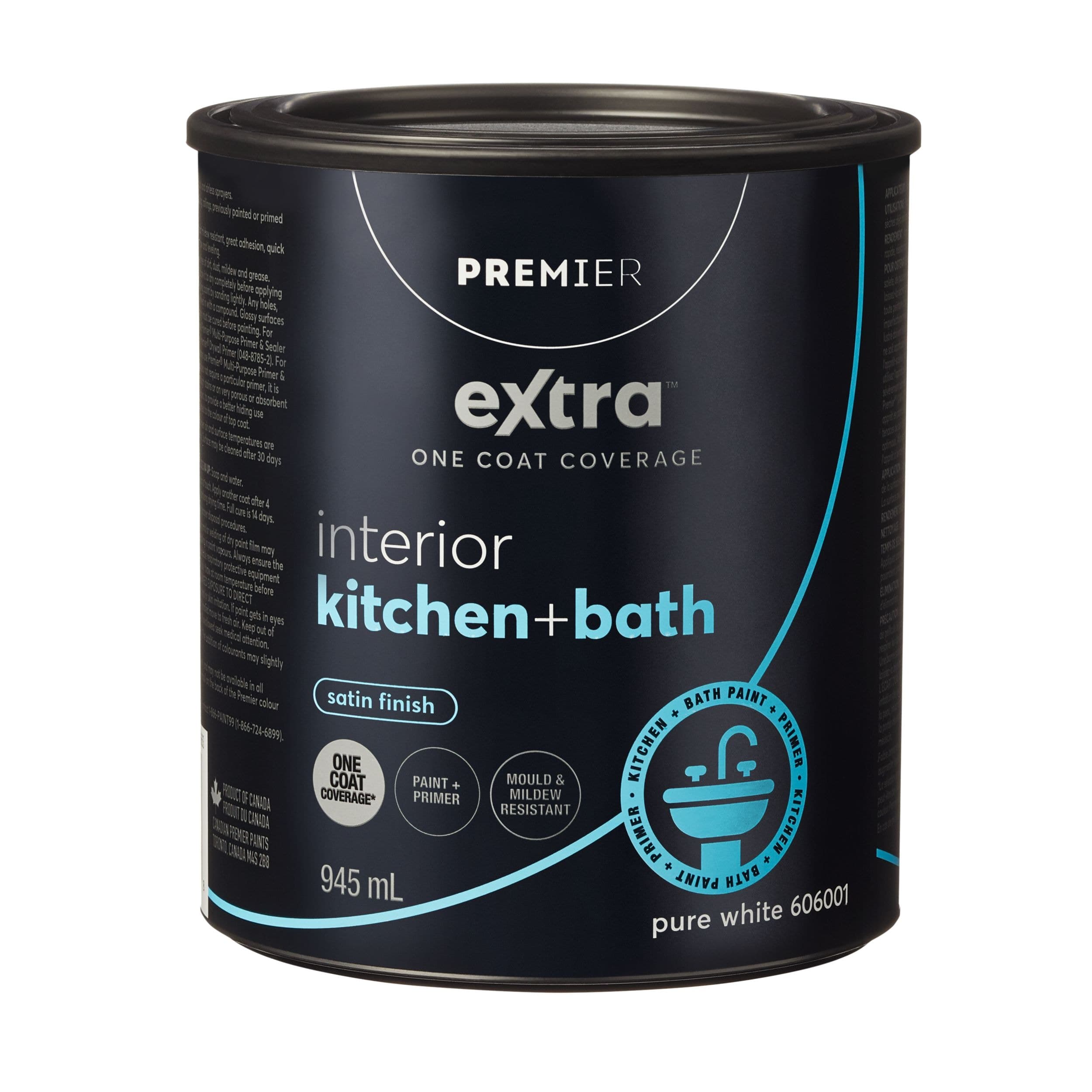 Premier Extra Interior Kitchen & Bathroom Paint & Primer, One Coat Coverage, Satin, Quart