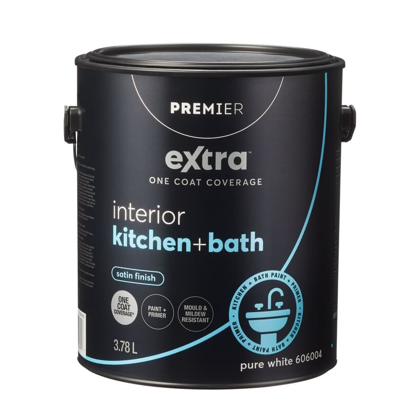 Premier Extra Interior Kitchen & Bathroom Paint & Primer, One Coat Coverage, Satin, Gallon