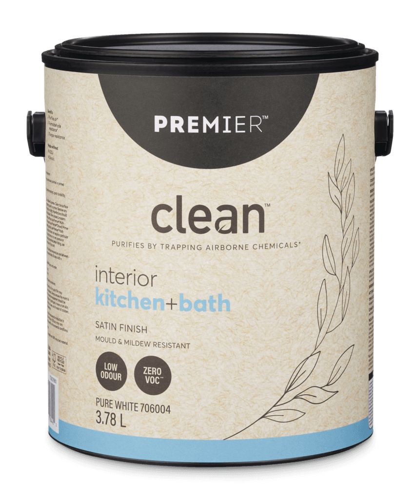 Premier Clean™ Interior Kitchen + Bath Paint, Satin, White, 1-Gal