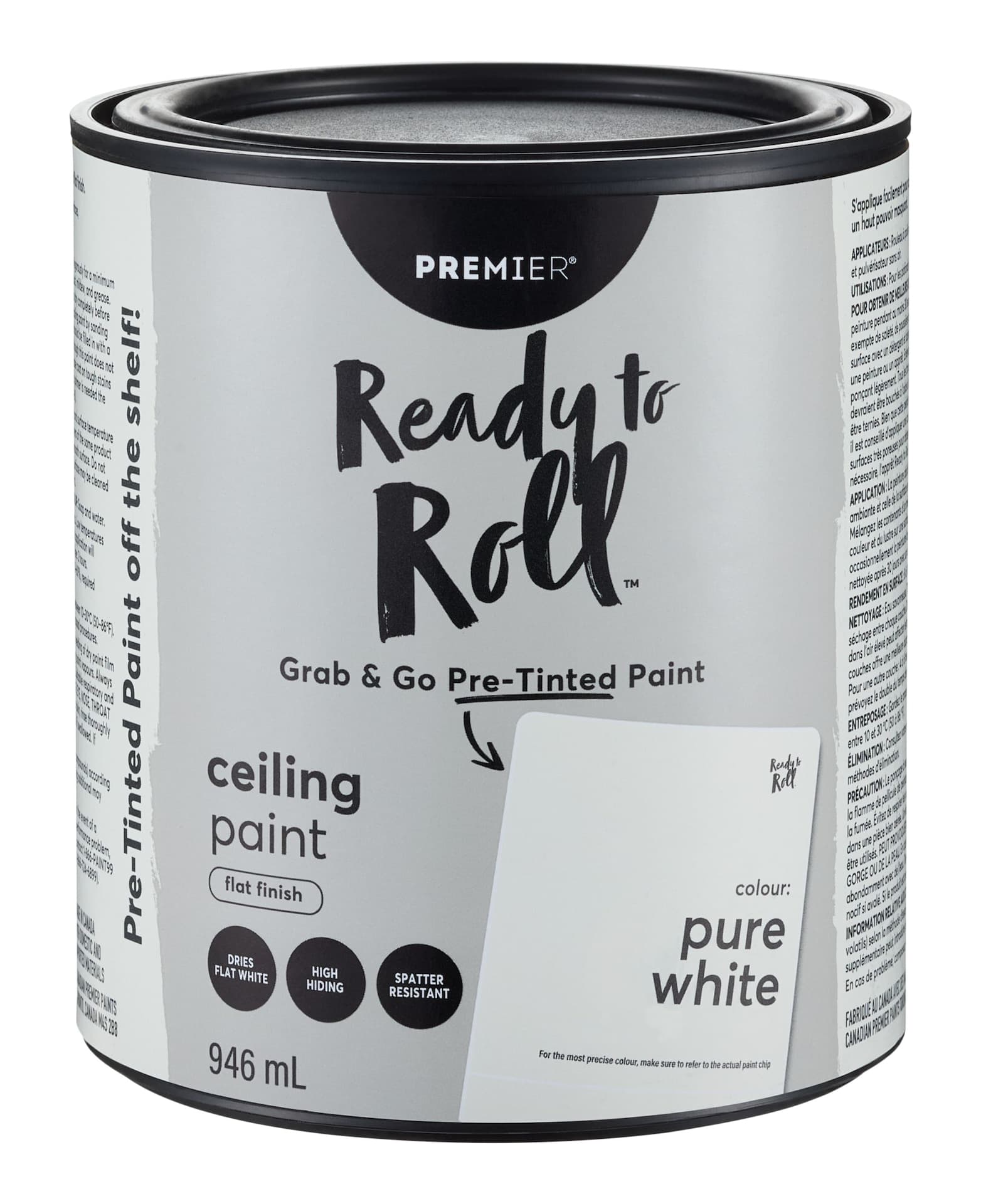 Premier Ready To Roll No-VOC Ceiling Paint, Flat White, 946-mL