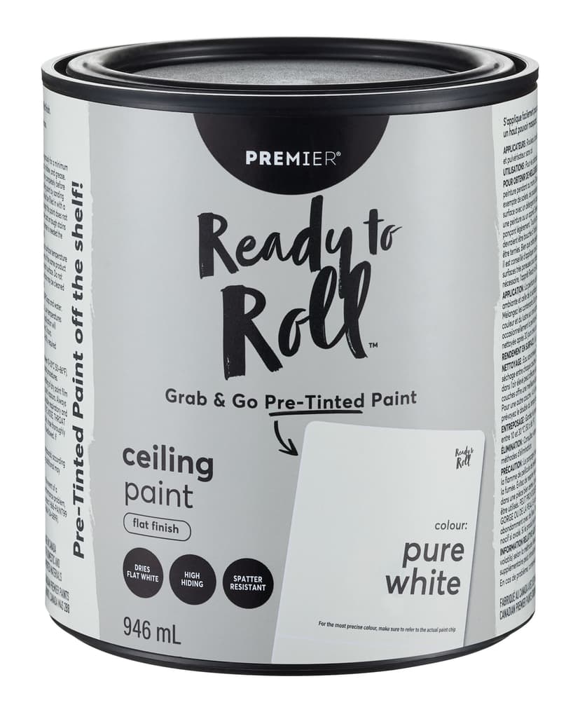 Premier Ready To Roll No-VOC Ceiling Paint, Flat White, 946-mL