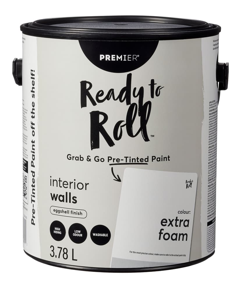 Premier Ready To Roll Interior Wall Paint, Eggshell, Pretinted, Extra Foam, 3.78-L/1-Gallon