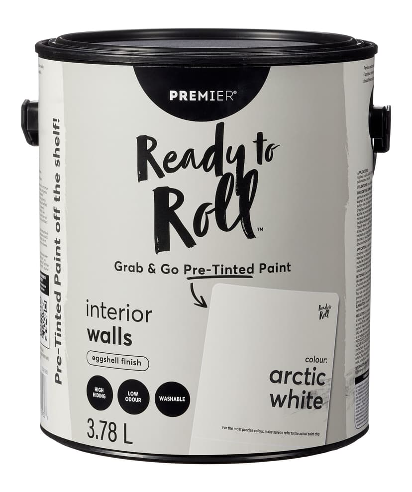 Premier Ready To Roll Interior Wall Paint, Eggshell, Pretinted, Arctic White, 3.78-L/1-Gallon