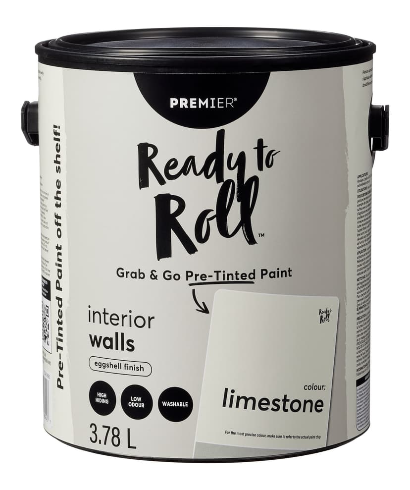 Premier Ready To Roll Interior Wall Paint, Eggshell, Pretinted, Limestone, 3.78-L/1-Gallon