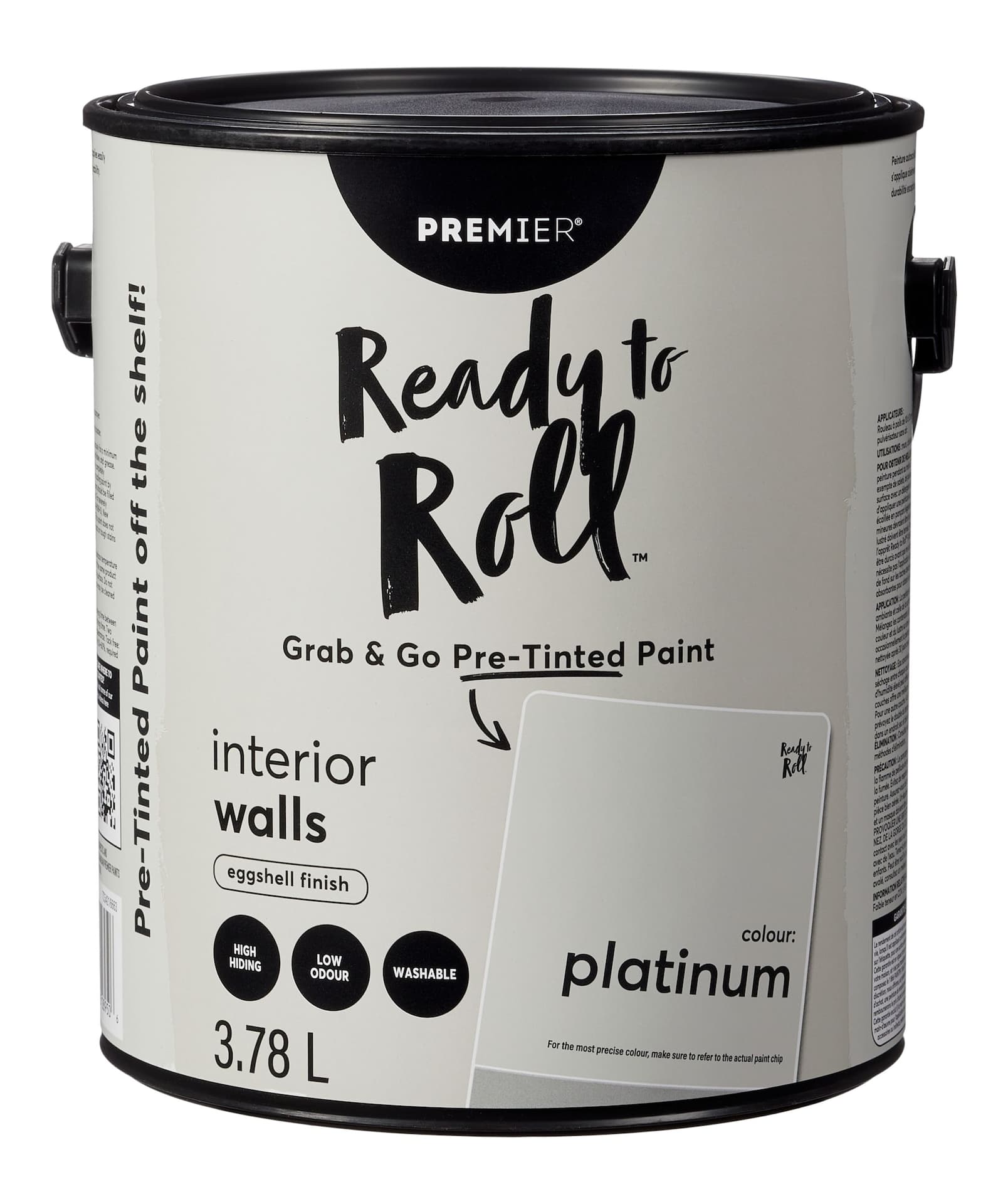 Premier Ready To Roll Interior Wall Paint, Eggshell, Pretinted, Platinum, 3.78-L/1-Gallon