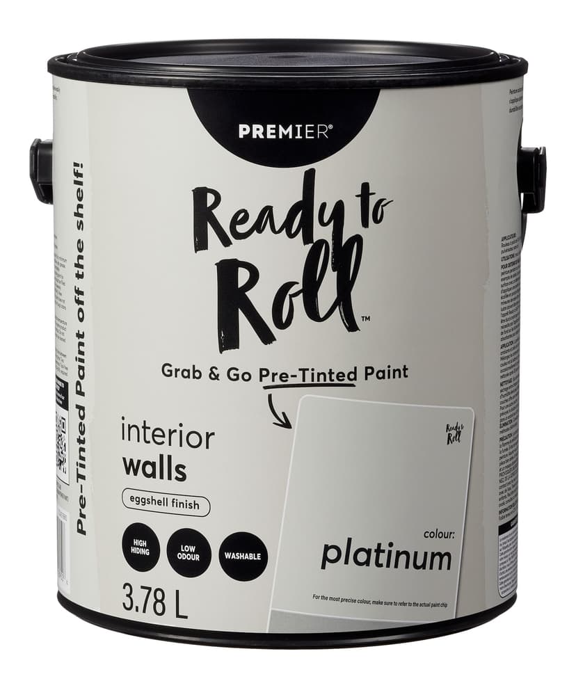 Premier Ready To Roll Interior Wall Paint, Eggshell, Pretinted, Platinum, 3.78-L/1-Gallon