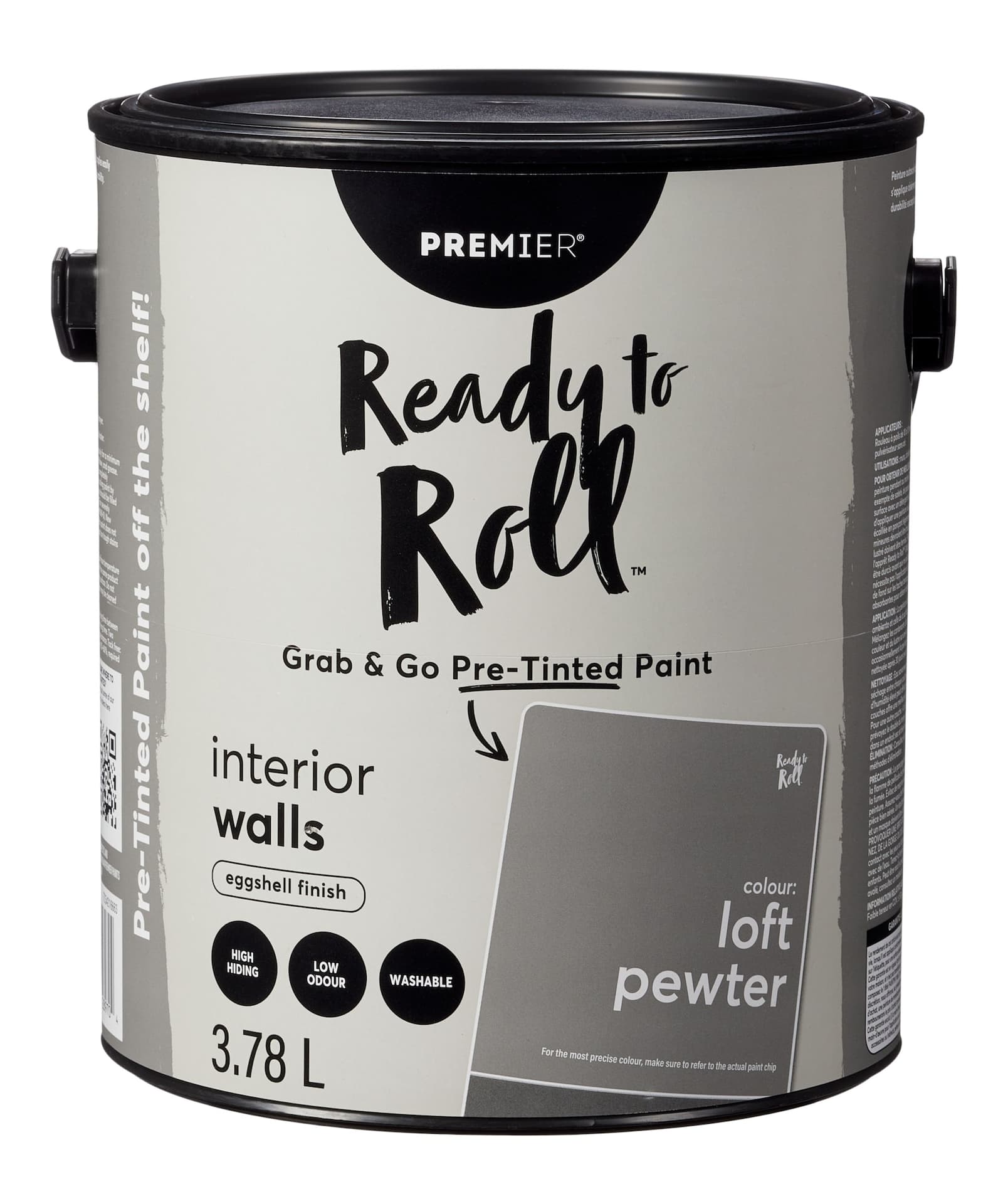 Premier Ready To Roll Interior Wall Paint, Eggshell, Pretinted, Pewter, 3.78-L/1-Gallon