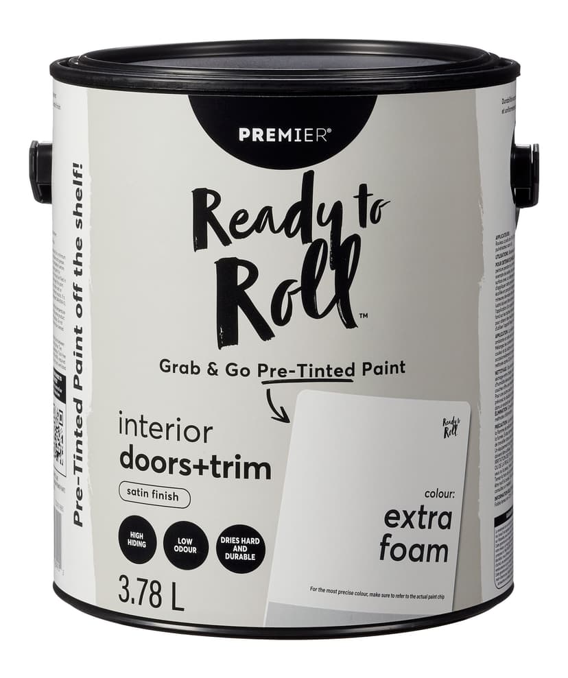 Premier Ready To Roll Interior Trim Paint, Satin, Extra Foam, 3.78-L/1-Gallon