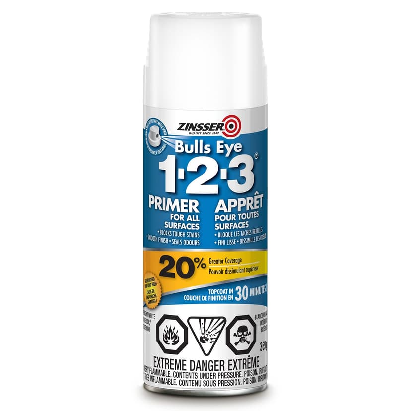 Zinsser® Bulls Eye 1-2-3® Water-Base Primer Aerosol, White, 397-g