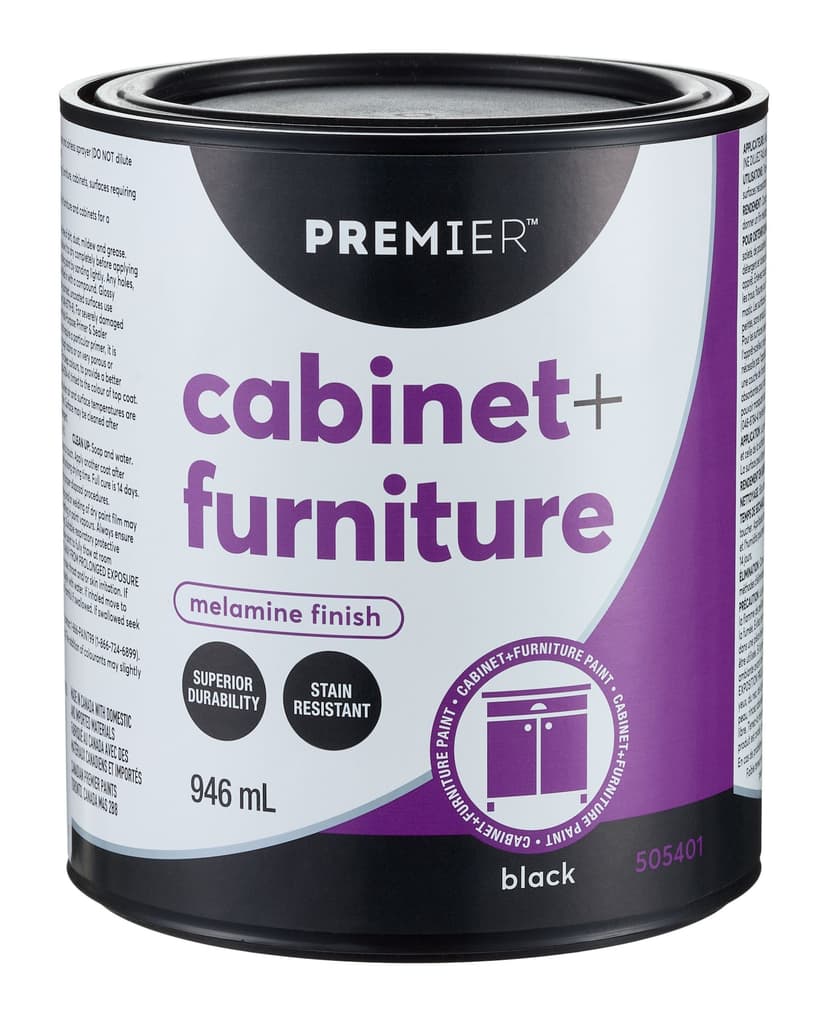 Premier Cabinet & Furniture Paint, Melamine, Pure Black, 946-mL