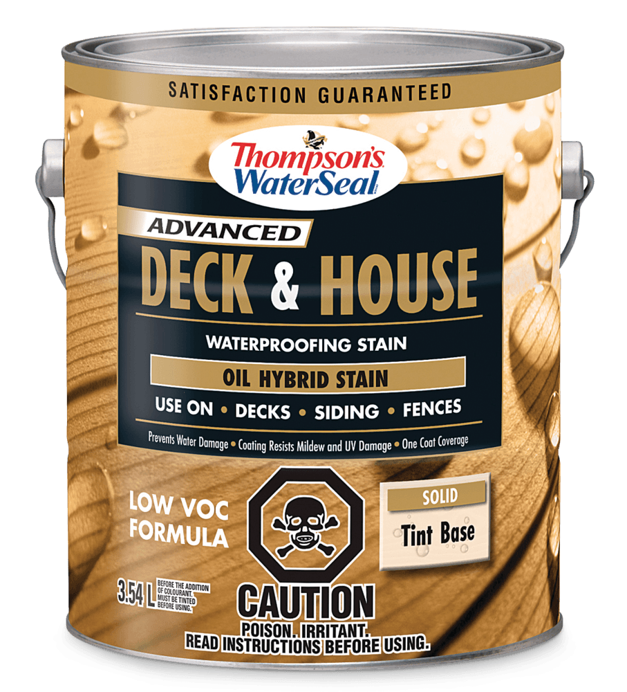 Thompson's® WaterSeal® Deck & House Waterproofing Stain, Solid Tint Base, Oil Hybrid Stain, 3.54-L