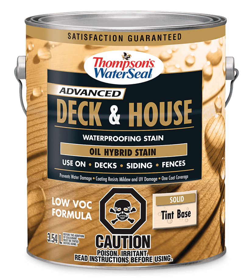 Thompson's® WaterSeal® Deck & House Waterproofing Stain, Solid Tint Base, Oil Hybrid Stain, 3.54-L