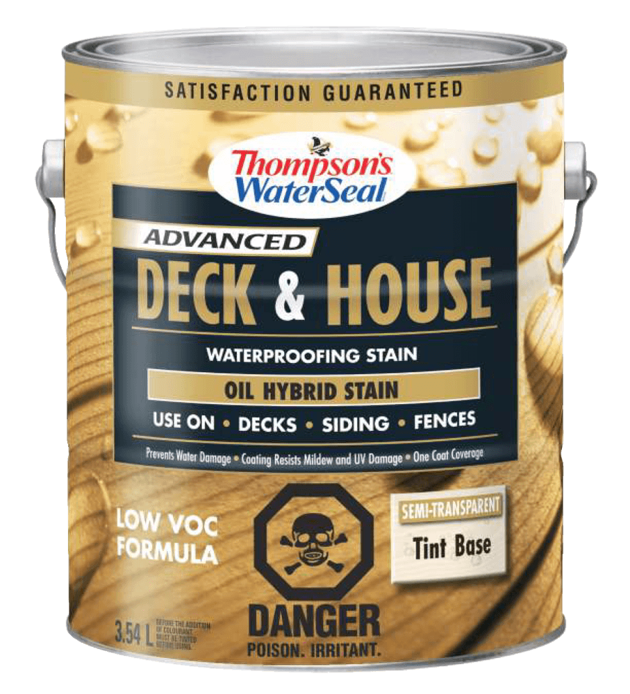 Thompson's® WaterSeal® Deck & House Waterproofing Stain, Semi-Transparent Tint Base, Oil Hybrid Stain, 3.54-L