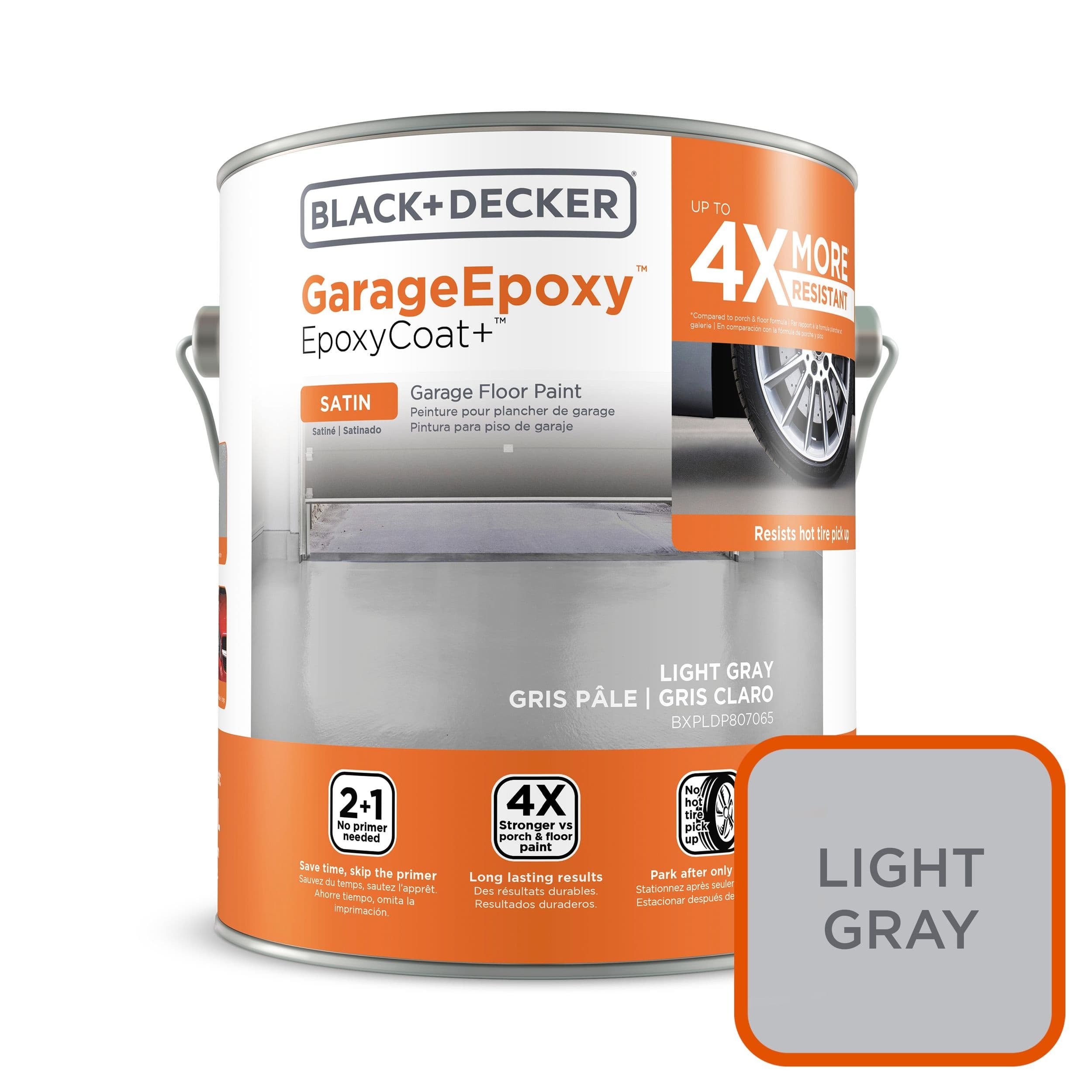 Black & Decker Garage Epoxy™ Garage Floor Coating Paint, Satin, Light Gray, 3.7-L