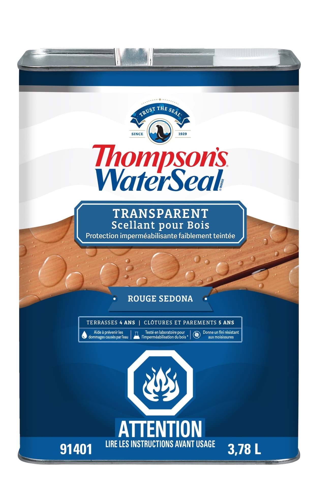 Thompson's WaterSeal® Transparent Wood Sealer Plus Waterproofing Protection, Sedona Red, 3.78-L/1-Gallon