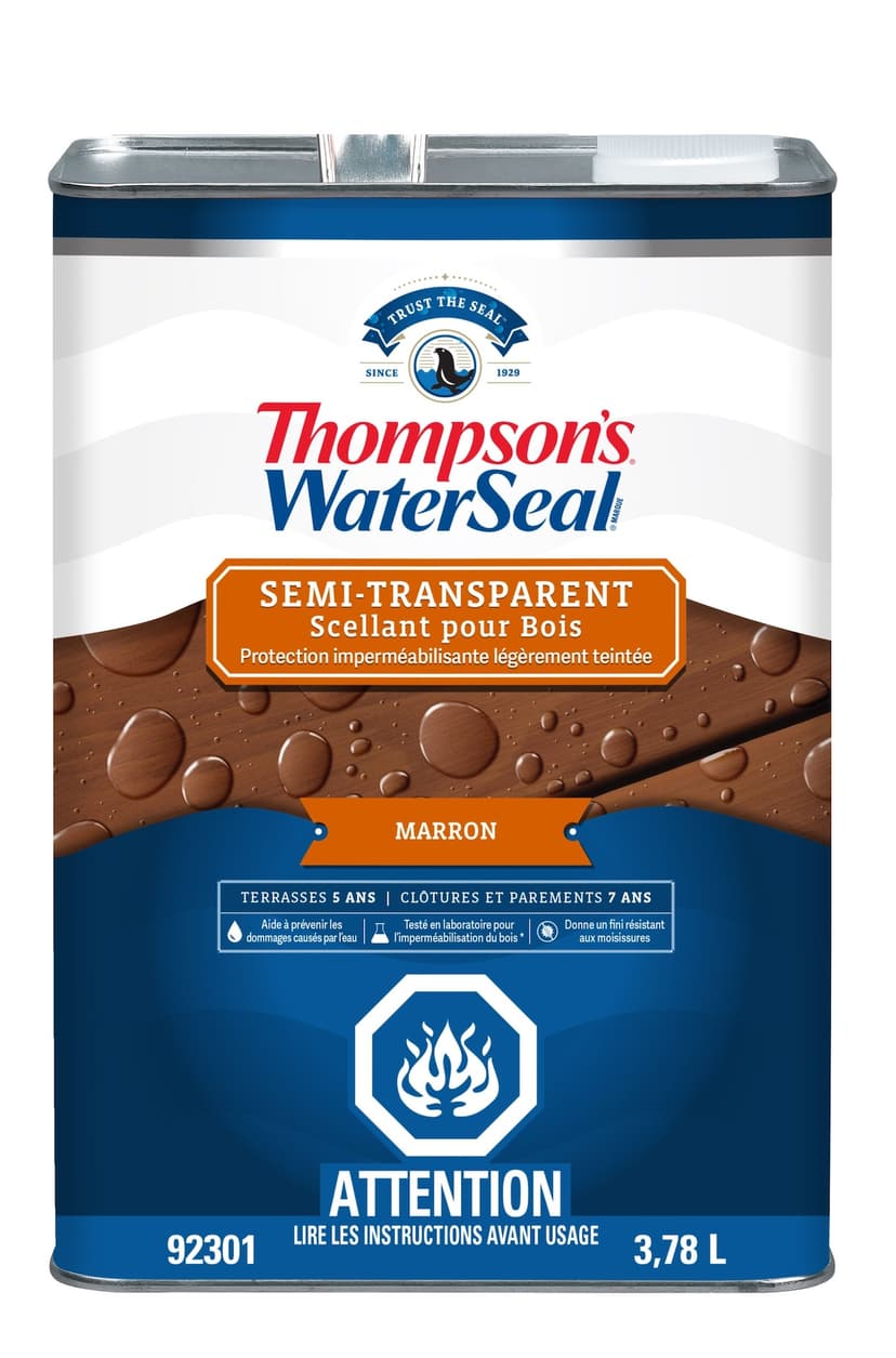 Thompson's WaterSeal® Semi-Transparent Exterior Wood Sealer & Waterproofer, Chestnut Brown, 3.78-L/1-Gallon