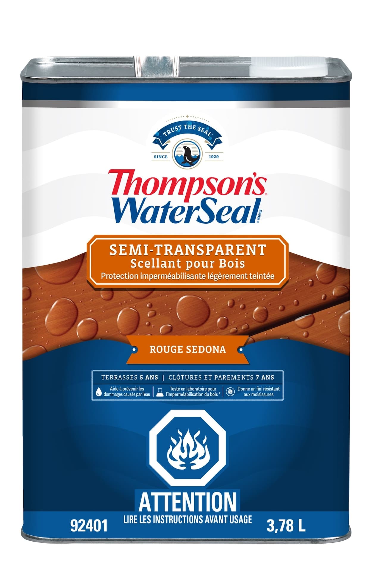 Thompson's WaterSeal® Semi-Transparent Exterior Wood Sealer & Waterproofer, Sedona Red, 3.78-L/1-Gallon