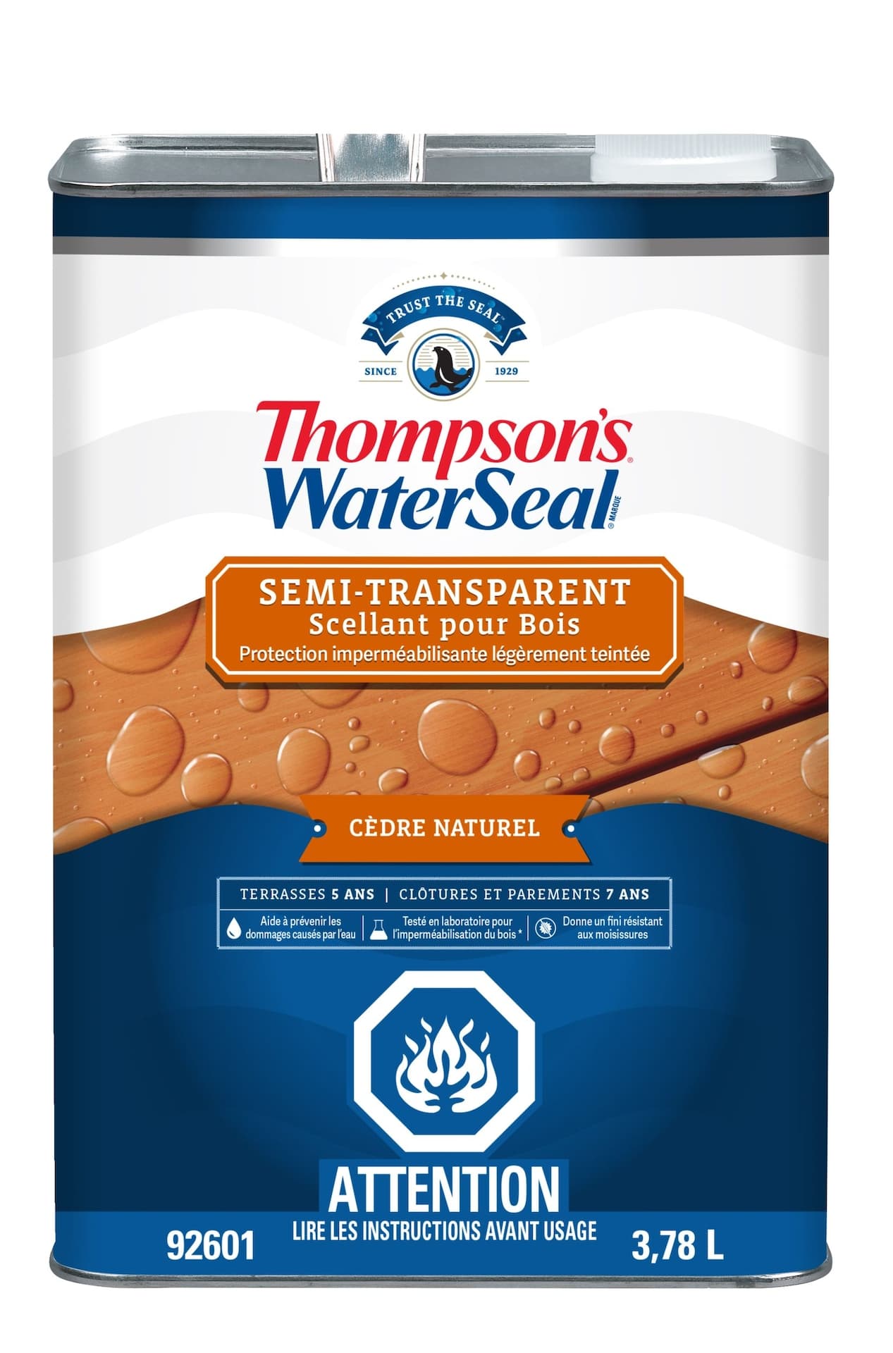 Thompson's WaterSeal® Semi-Transparent Wood Sealer & Waterproofer, Natural Cedar, 3.78-L/1-Gallon