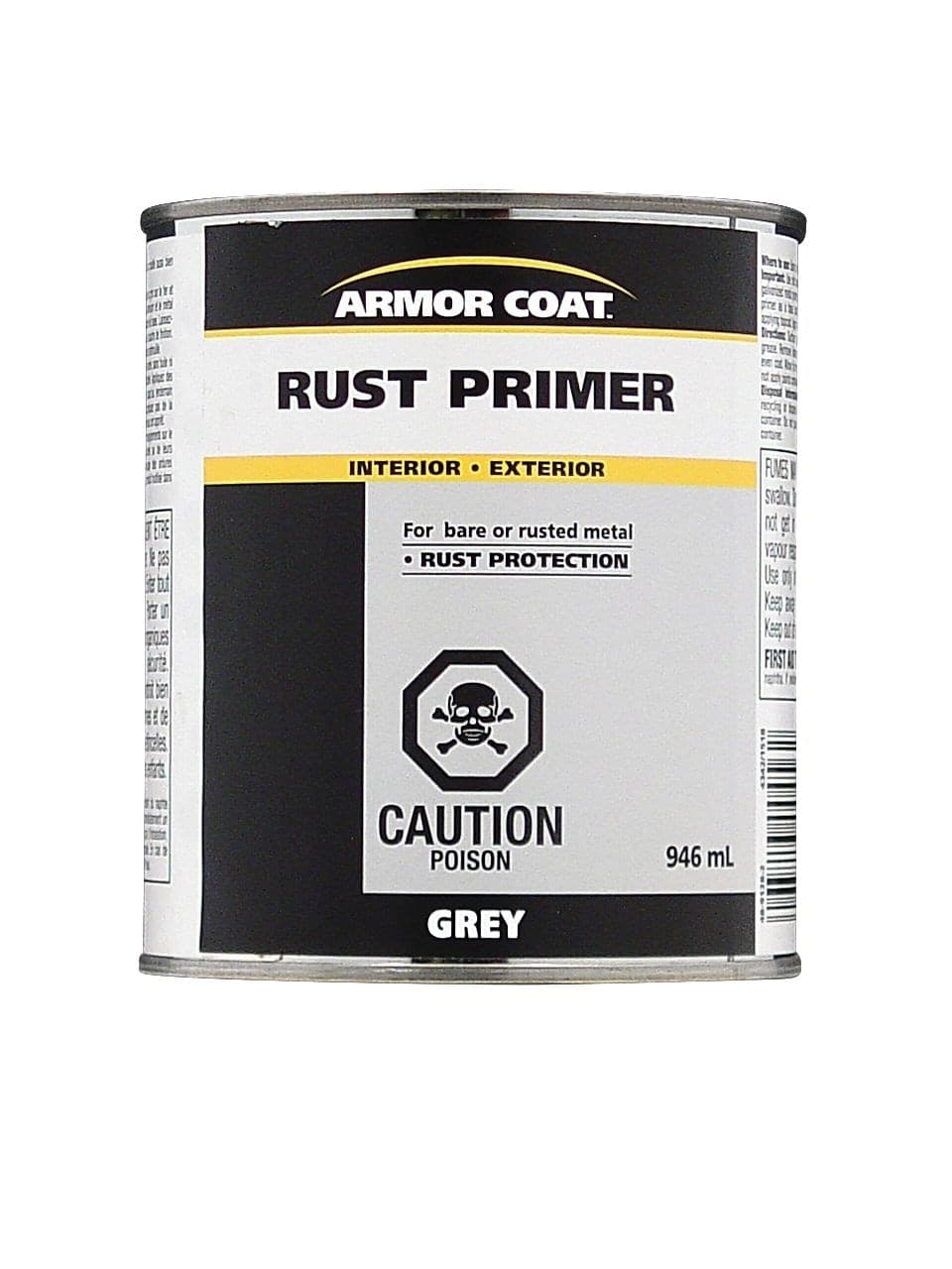 Armor Coat Interior/Exterior Rust Paint Primer, Durable Finish w/Protection, Grey, 946-mL/1-qt