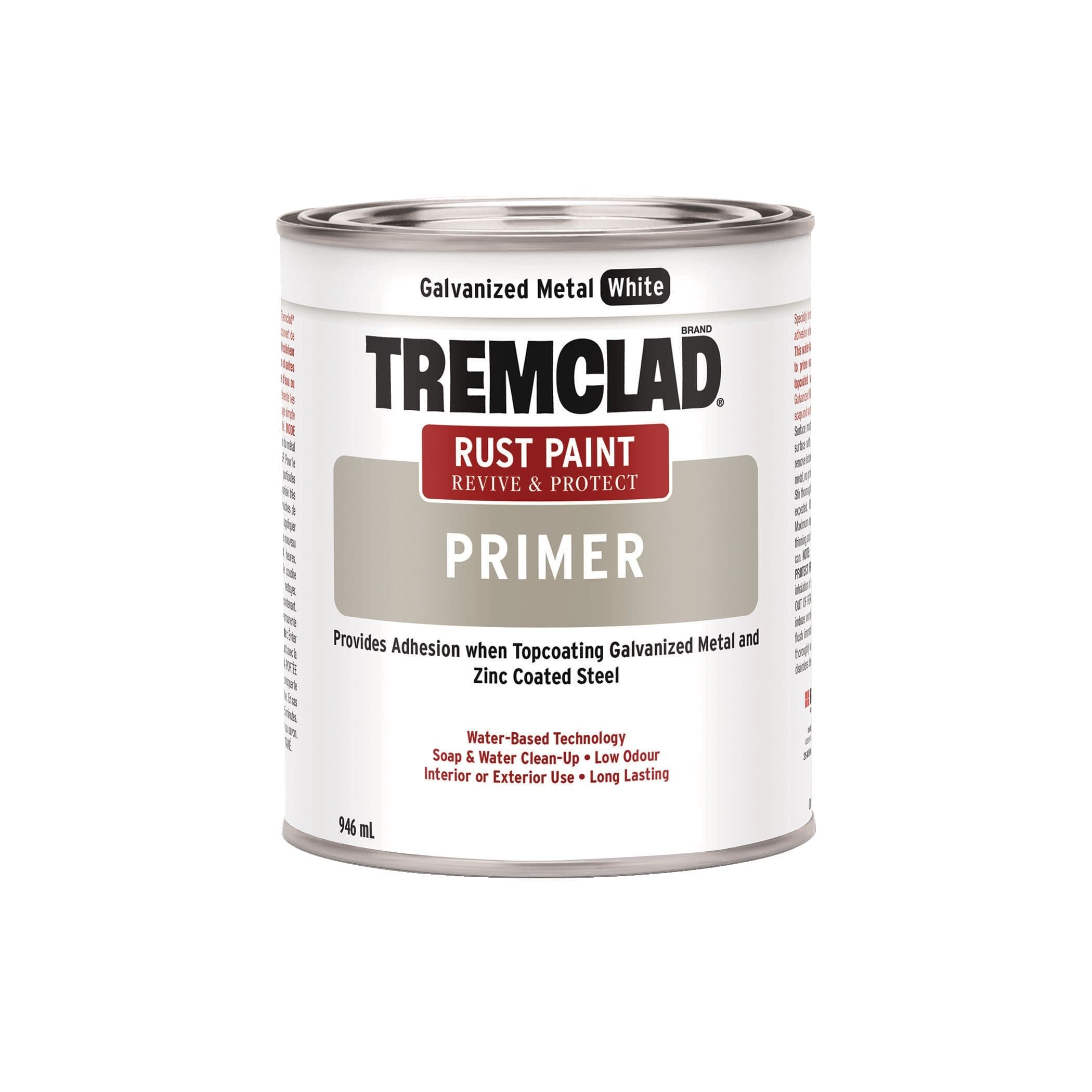 TREMCLAD® Rust Paint Primer, Revive & Protect, Galvanized Metal White, 946-mL/1-qt