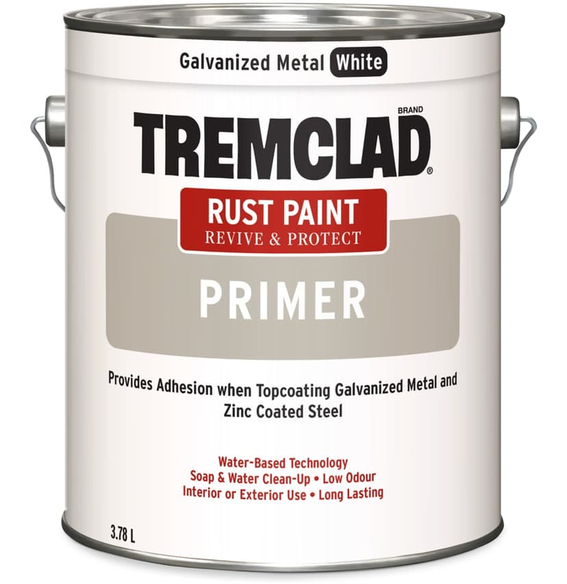 Tremclad® Water-Based Interior/Exterior Rust Paint Primer, Galvanized Metal White, 3.78-L/1-Gallon