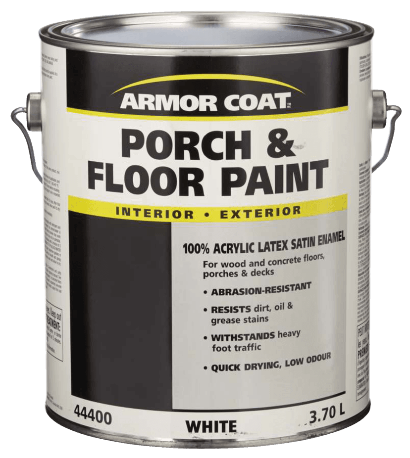 Armor Coat Latex Satin Porch & Floor Paint, White, 3.7-L