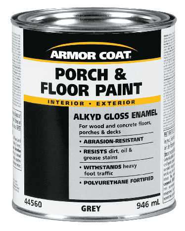 Armor Coat Interior/Exterior Porch & Floor Alkyd Enamel Paint, Gloss, Grey, 946-mL/1-qt