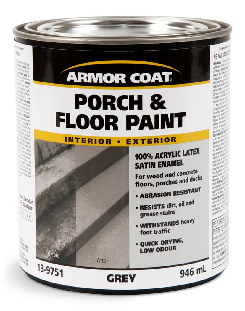 Armor Coat Interior/Exterior Porch & Floor Acryclic Latex Paint, Satin, Grey, 946-mL/1-qt