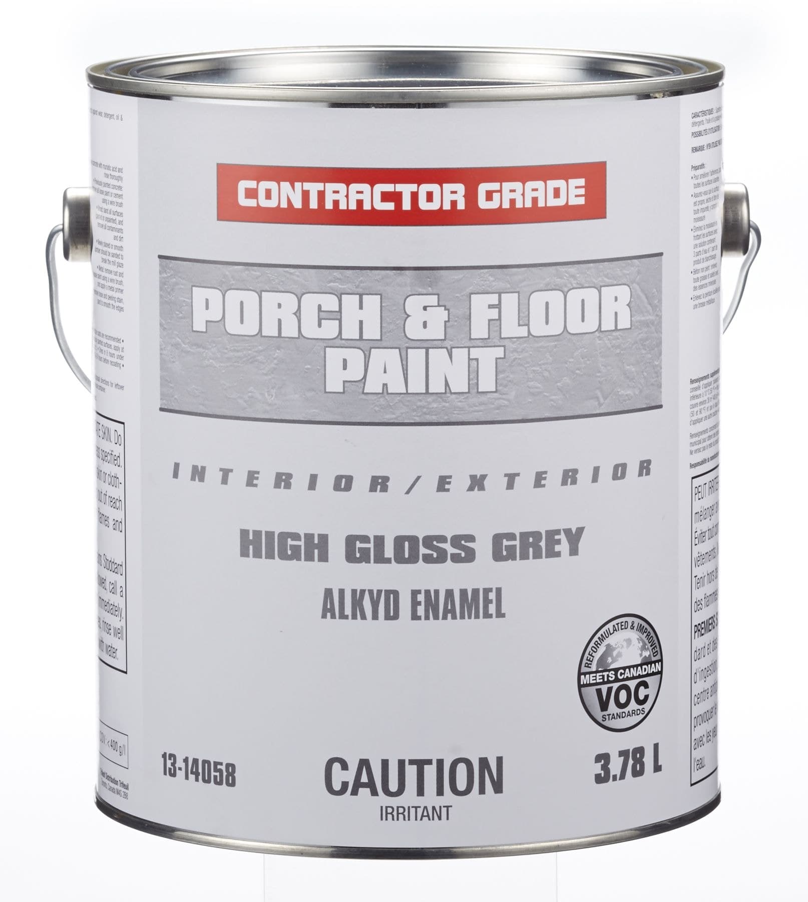 Contractor Grade Interior/Exterior Porch & Floor Alkyd Enamel Paint, High Gloss Grey, 3.78-L/1-Gallon