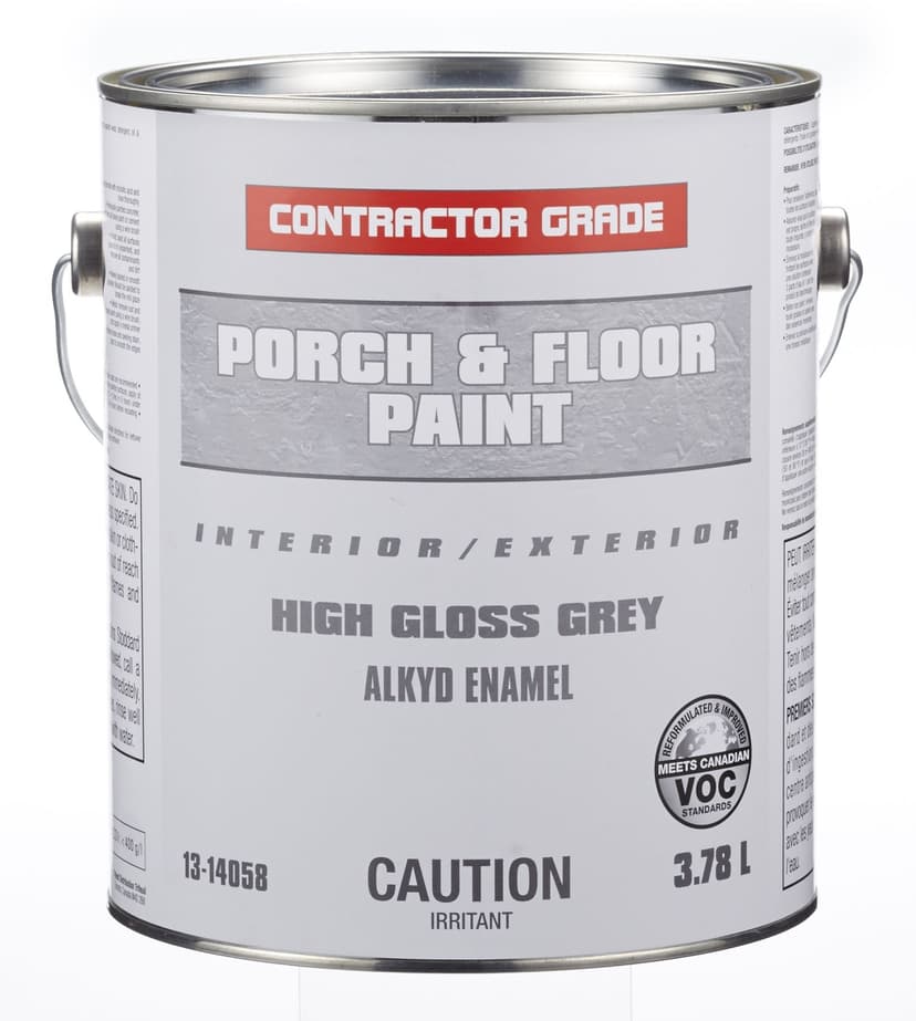 Contractor Grade Interior/Exterior Porch & Floor Alkyd Enamel Paint, High Gloss Grey, 3.78-L/1-Gallon