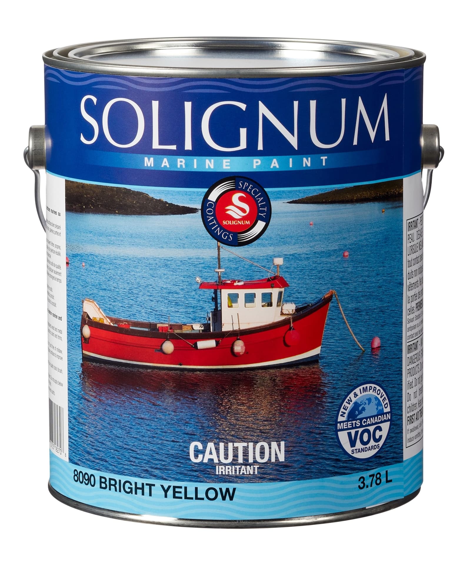 Solignum Marine Interior/Exterior Alkyd Enamel Paint, High-Gloss, Bright Yellow, 3.78-L/1-Gallon