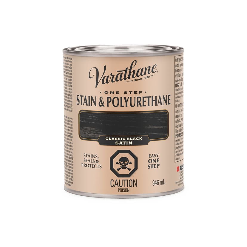 Varathane Stain & Polyurethane, Satin, Classic Black,946-mL