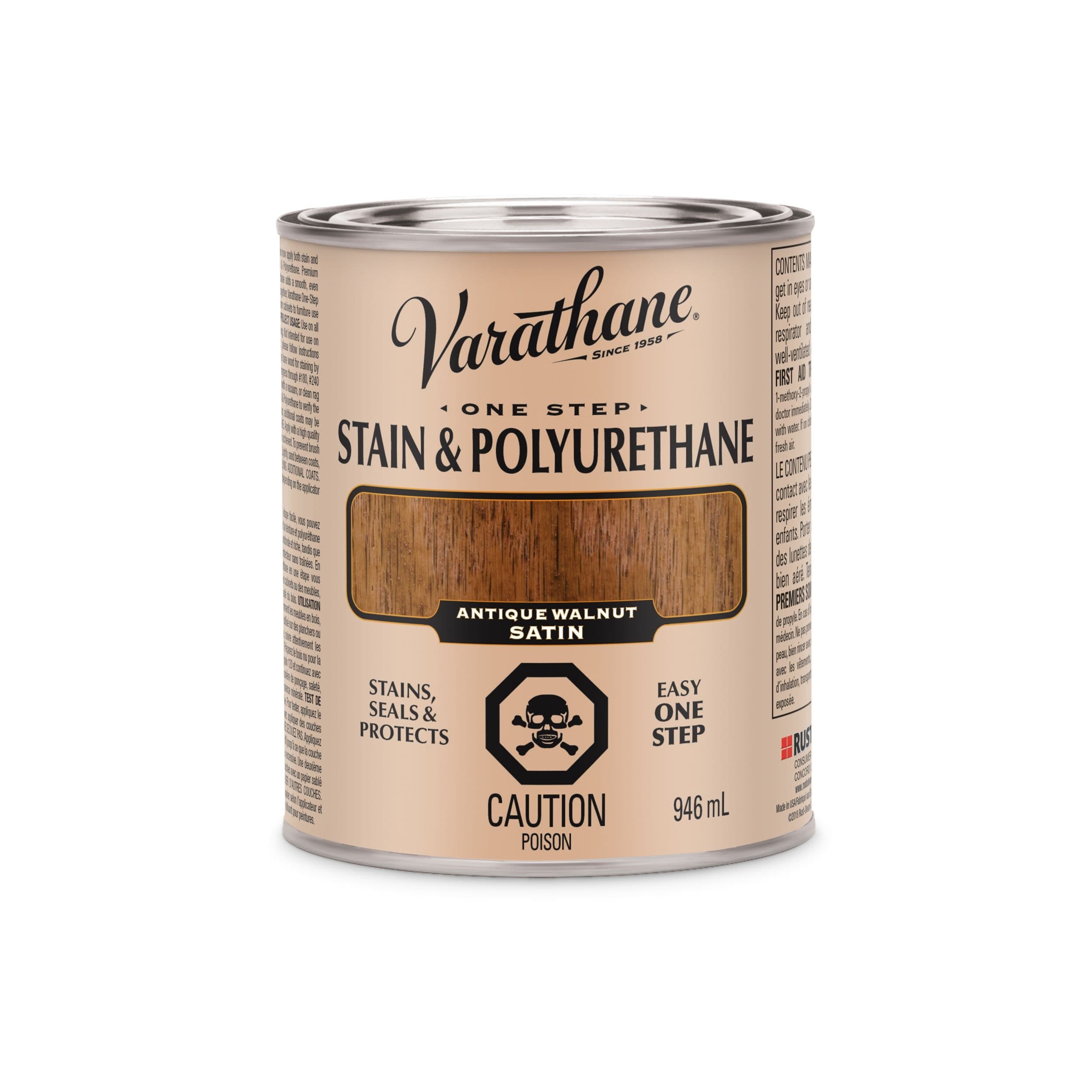 Varathane Stain & Polyurethane, Satin, Antique Walnut, 946-mL