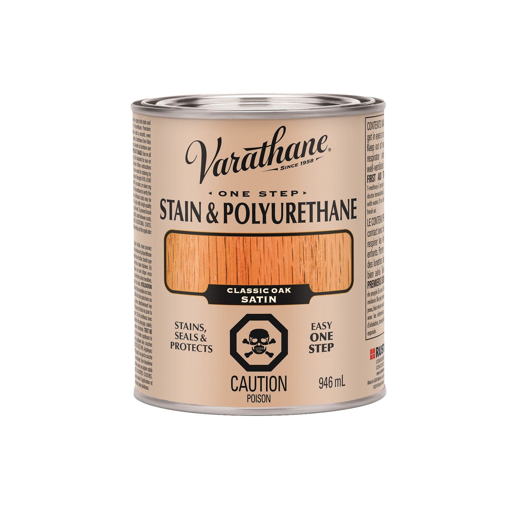 Varathane Stain & Polyurethane, Satin, Classic Oak, 946-mL