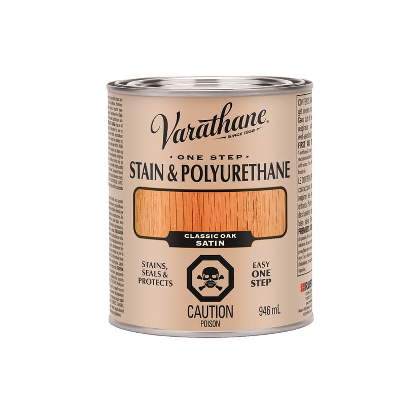 Varathane Stain & Polyurethane, Satin, Classic Oak, 946-mL