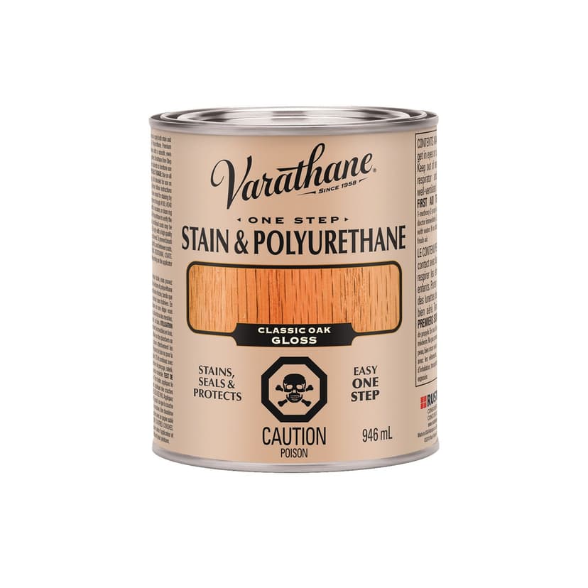 Varathane Stain & Polyurethane, Gloss, Classic Oak, 946-mL