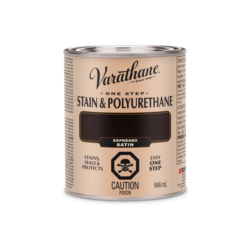 Varathane Stain & Polyurethane for Interior Work, Satin, Espresso, 946-mL