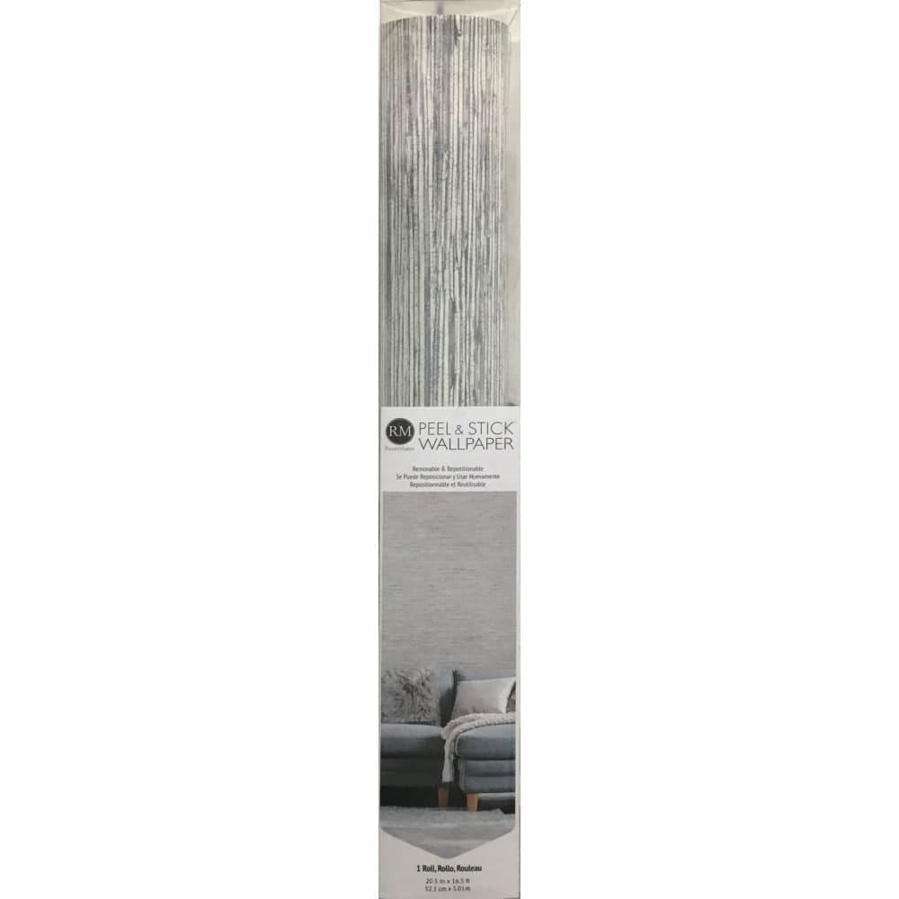 RoomMates Peel & Stick Removable Wallpaper, Repositionable & Washable, Grey Grass Cloth, 20.5-in x 16.5-ft,