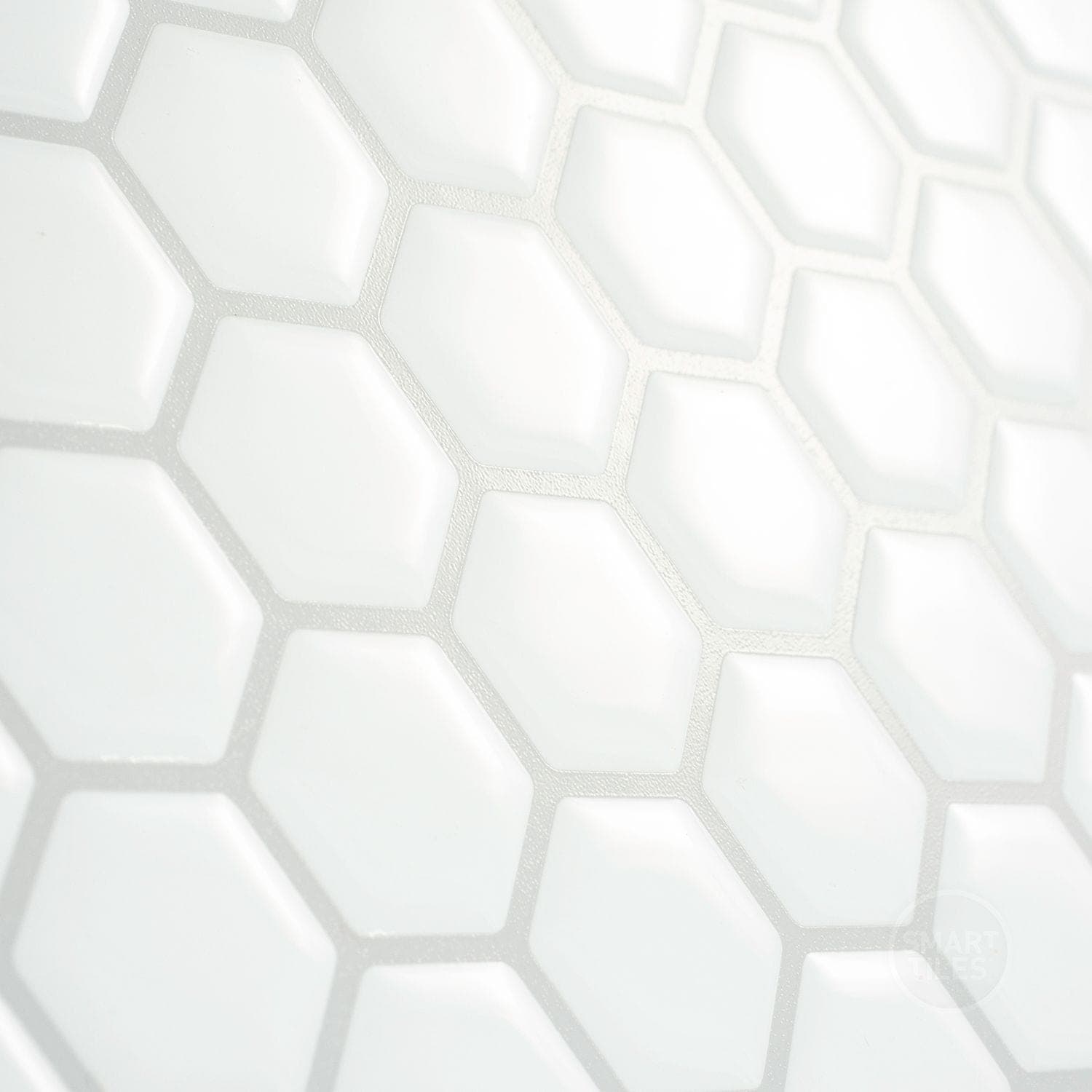 Smart Tiles Peel & Stick Self-Adhesive Kitchen & Bathroom Wall Tiles, Hexagon, White