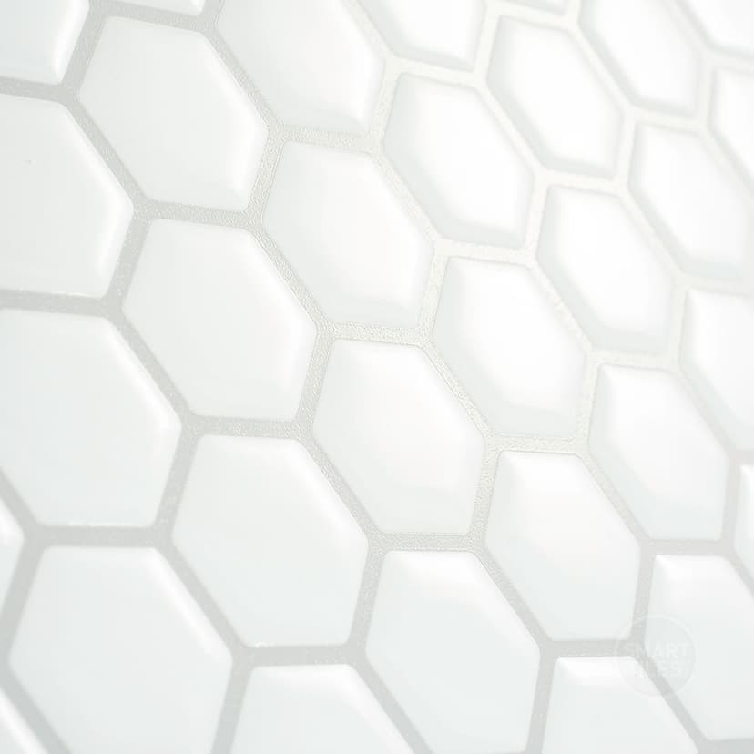 Smart Tiles Peel & Stick Self-Adhesive Kitchen & Bathroom Wall Tiles, Hexagon, White