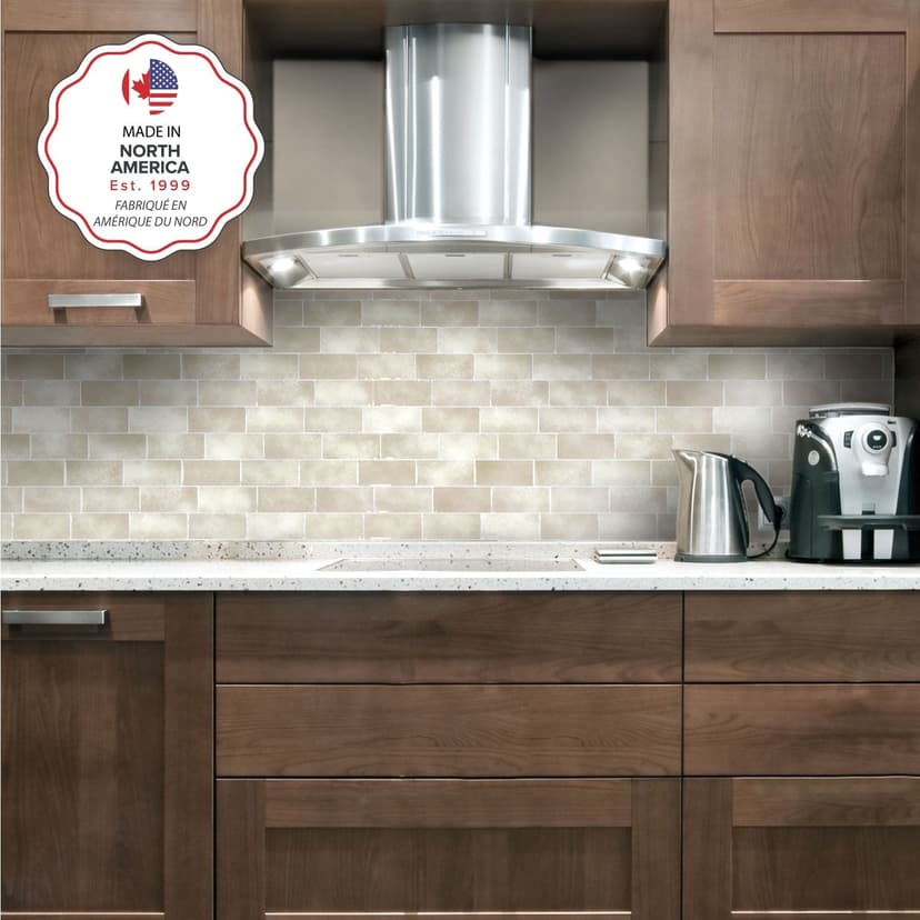 Smart Tiles Peel & Stick Self-Adhesive DIY Kitchen & Bathroom Wall Tiles, Metro Cologne, 4-pk