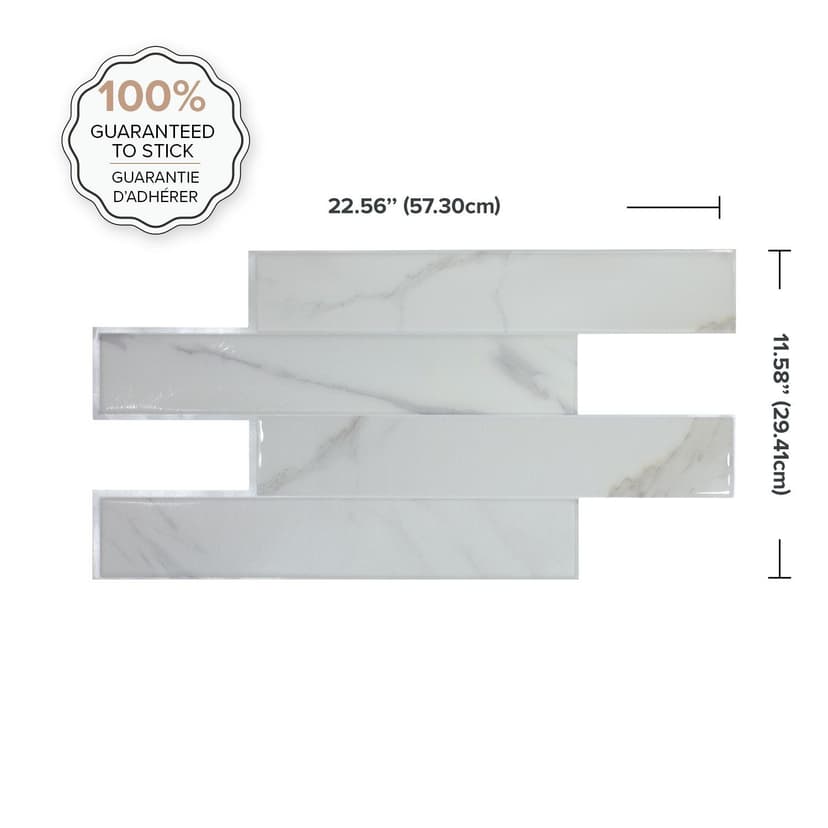 Smart Tiles Peel & Stick Self-Adhesive DIY Kitchen & Bathroom Wall Tiles, Norway Asti, 2-pk