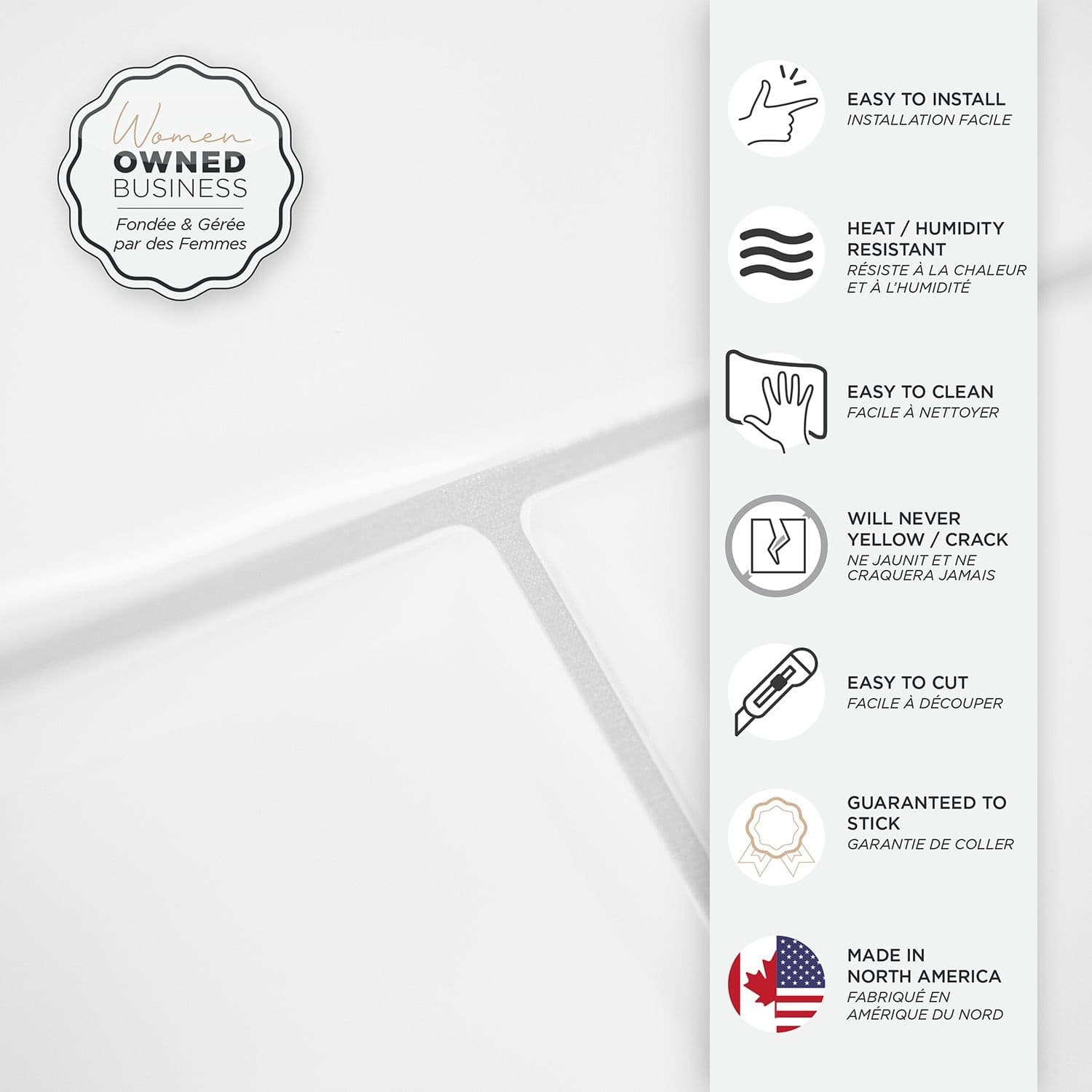 Smart Tiles Peel & Stick Self-Adhesive DIY Kitchen & Bathroom Wall Tiles, Oslo White, 2-pk