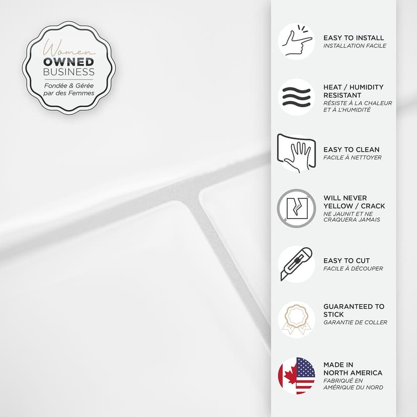 Smart Tiles Peel & Stick Self-Adhesive DIY Kitchen & Bathroom Wall Tiles, Oslo White, 2-pk