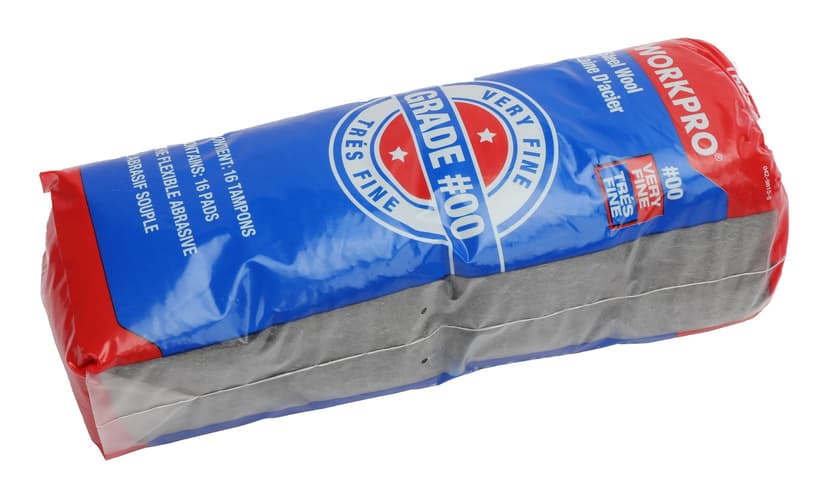 Workpro Steel Wool Pads For Multi-Surface Smoothing & Cleaning, Very Fine Grade #00, 16-pk